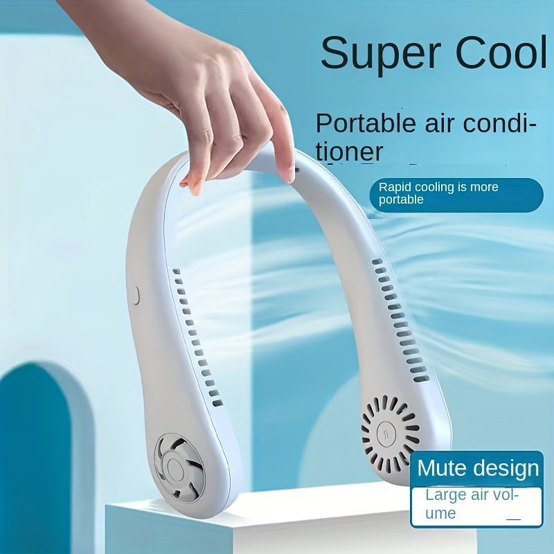 1pc Hands-Free Portable Neck Fan - Rechargeable, Leafless, and USB Powered - Perfect for Desk and Travel Use | Bowlift