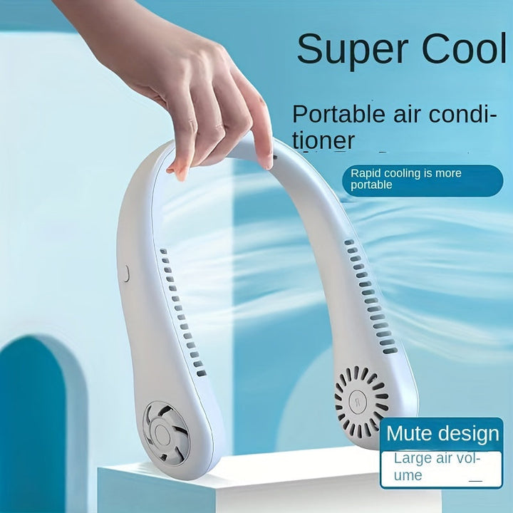 1pc Hands-Free Portable Neck Fan - Rechargeable, Leafless, and USB Powered - Perfect for Desk and Travel Use | Bowlift