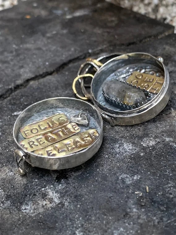 BowLift | Silver Locket Necklace | Triple Moon & Tree of Life | Keepsake with Quartz Crystal