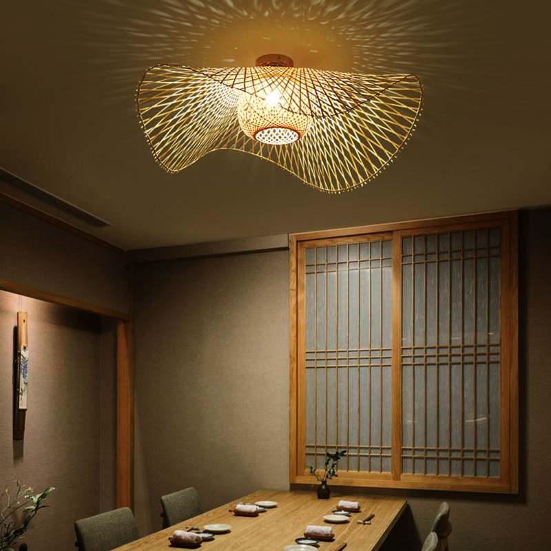 BowLift | MutoCraft Pendant - Elegant Rattan Hanging Light in Japanese Style