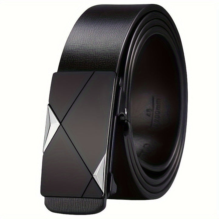BowLift | Men’s Genuine Leather Belt with Automatic Buckle – Classic Adjustable Cowhide Waist Belt