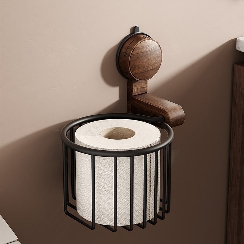 BowLift | Suction Cup Walnut Paper Towel Holder