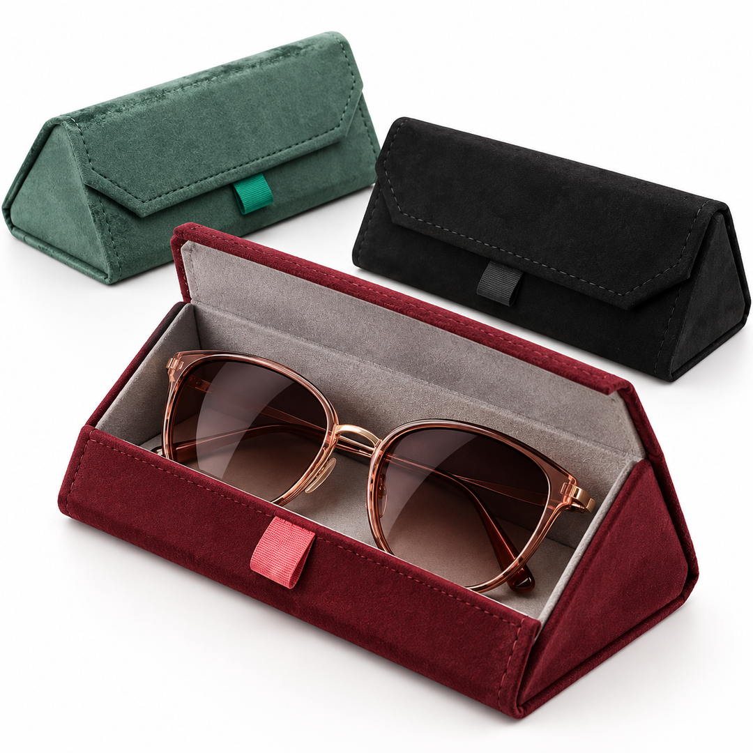 Folding Suede Sunglasses Case with Magnetic Flap Bowlift