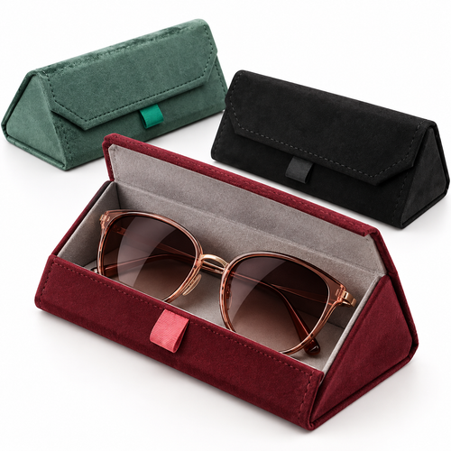 Folding Suede Sunglasses Case with Magnetic Flap Bowlift