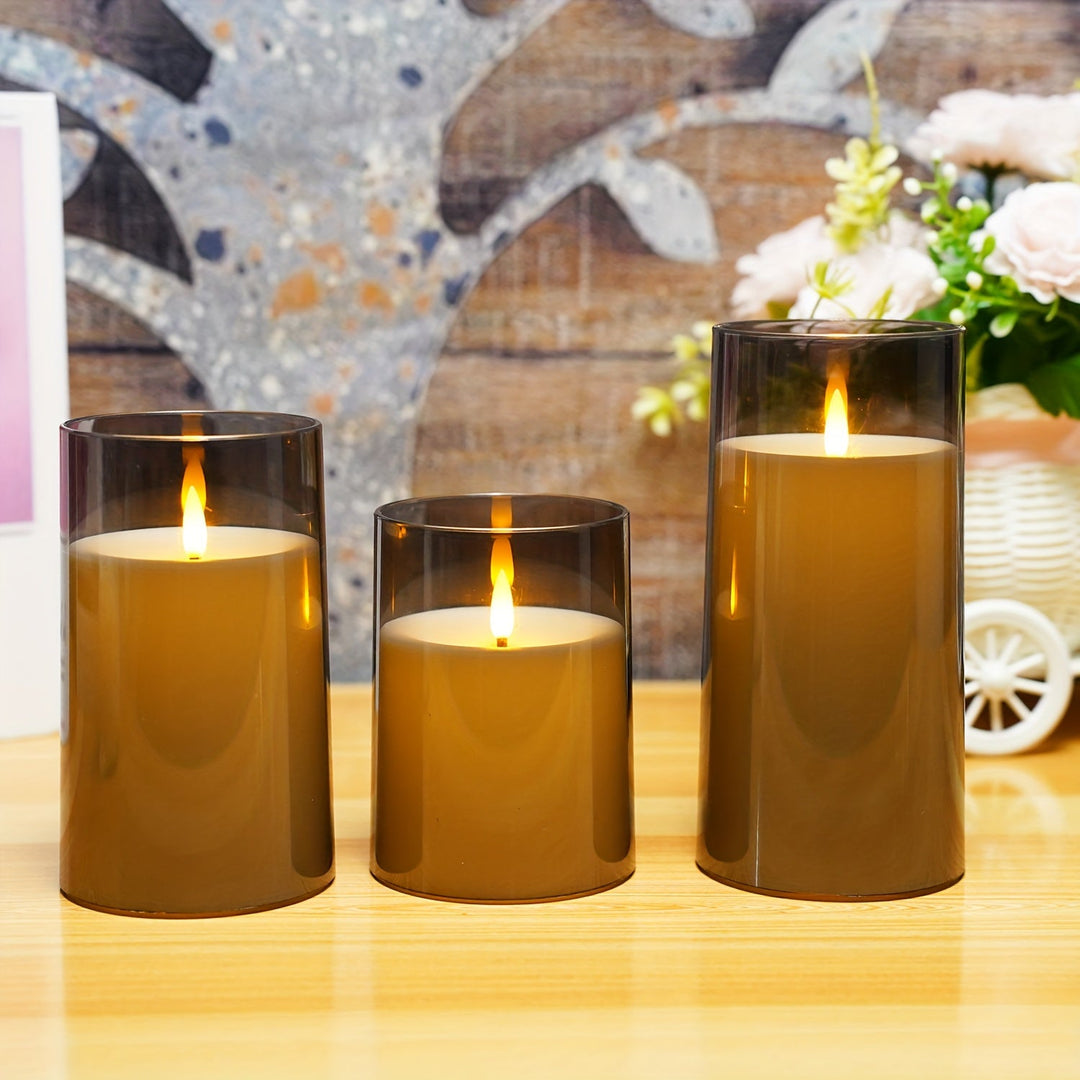 FlamelessGlow – Gray LED Candle with Timer Bowlift
