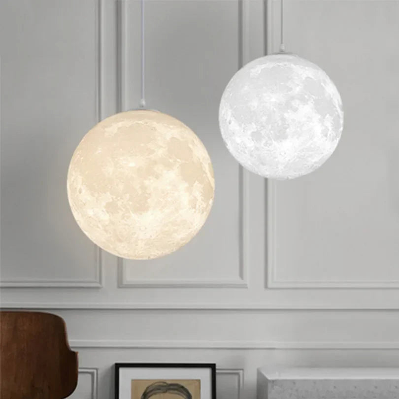 Lunar LED pendant light - Moon design hanging lamp for living room & bedroom | Bowlift