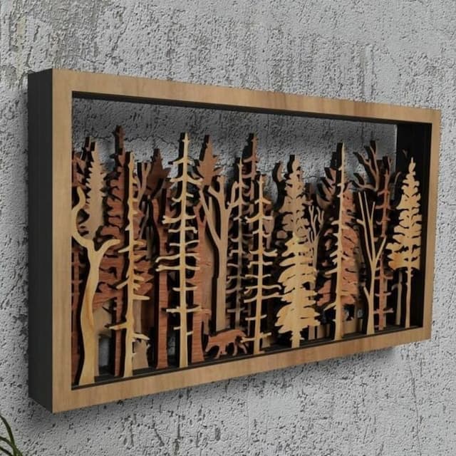 BowLift | Wall Decor - WoodForrest 3D - Enchanting Forest Scene - Fox & Tree Shadow