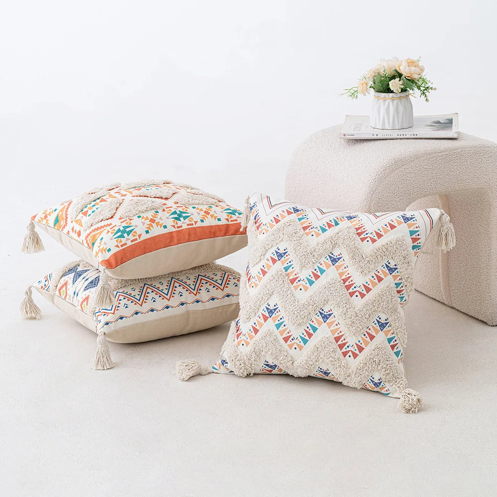 BowLift | Boho Geometric Tufted Cushion Cover – Decorative Pillow for Home and Sofa