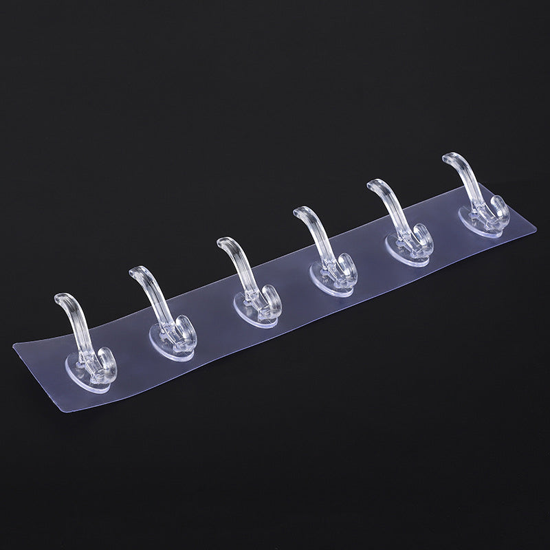 6 Hooks Multifunctional Self-Adhesive Hooks No Drilling Wall Transparent Hook | Bowlift