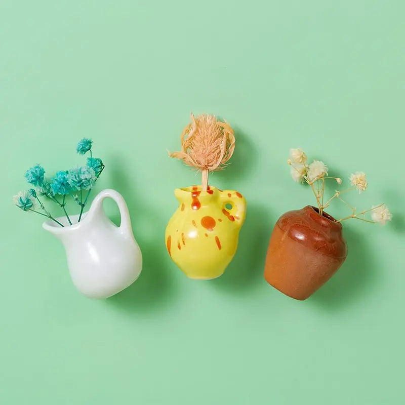 BowLift | 3-Piece Mini Plant Vase Magnets for Decorative and Fresh Accents