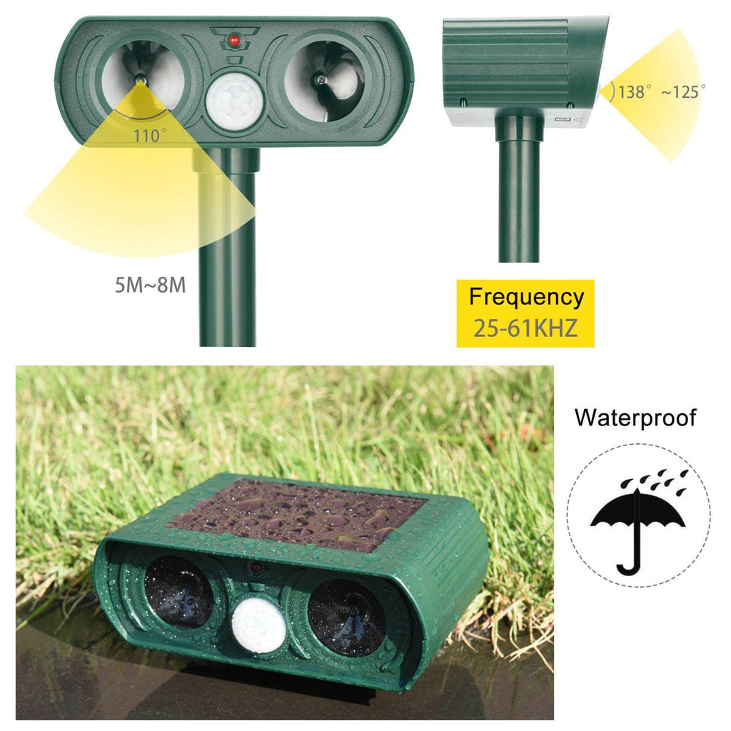 BowLift | Solar Power Ultrasonic Pest Repeller Infrared Sensor Waterproof Animal Repellent