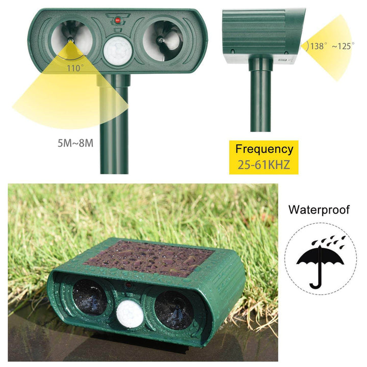 BowLift | Solar Power Ultrasonic Pest Repeller Infrared Sensor Waterproof Animal Repellent