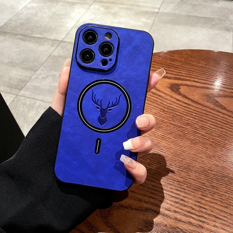 BowLift | Luxury Deer Leather Apple iPhone Case | Magnetic Phone Case, Wireless Case, MagSafe, Wireless Charging, Protective Case, Cover for iPhone 15, 14, 13 Pro Max Plus