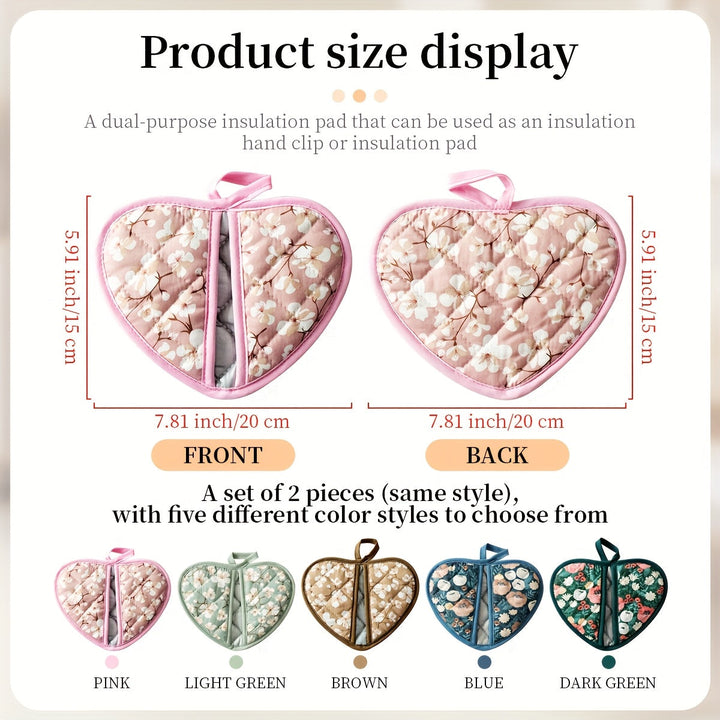 BowLift | KeukenHart Heat Resistant Oven Mitt Set – Decorative Heart Shaped Grip Pads