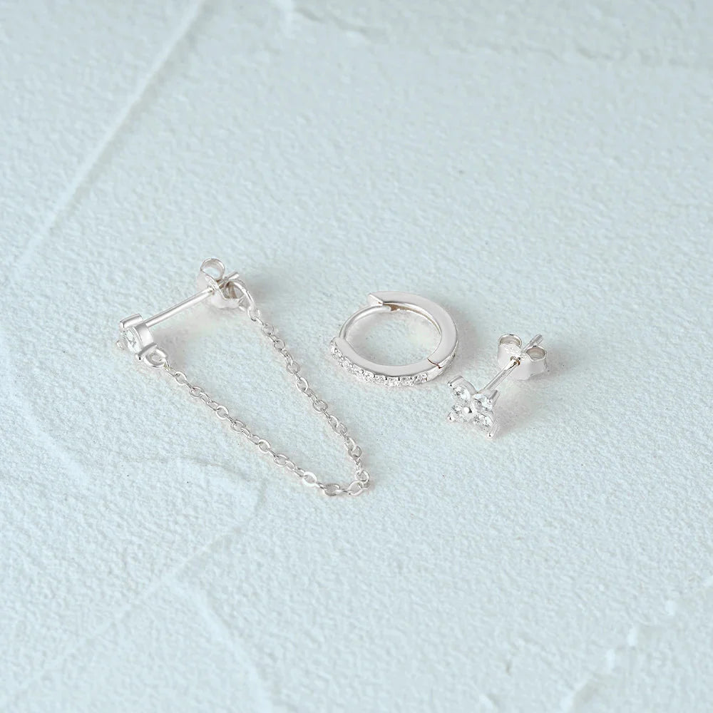 BowLift | 3pc Dainty Floral Tassel Chain Earrings Set