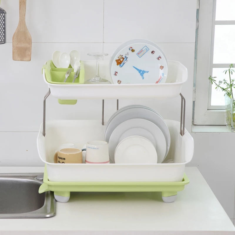 2-Tier Dish Drying Storage Drain Rack Bowlift