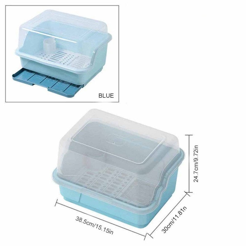 Dish Rack Covered With Drainage Tray Bowlift