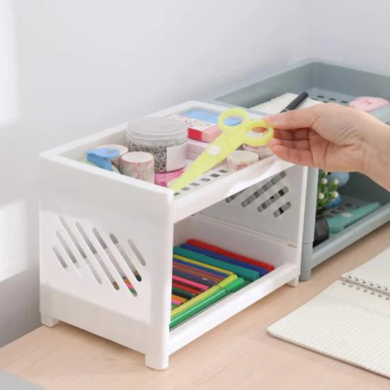 Double Layer Plastic Stroge Organizer Shelf Bowlift