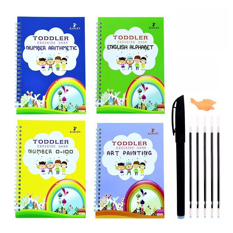 Kids Practice Magic Groove Writing Notebook Auto-Disappears in 10 Minutes Bowlift