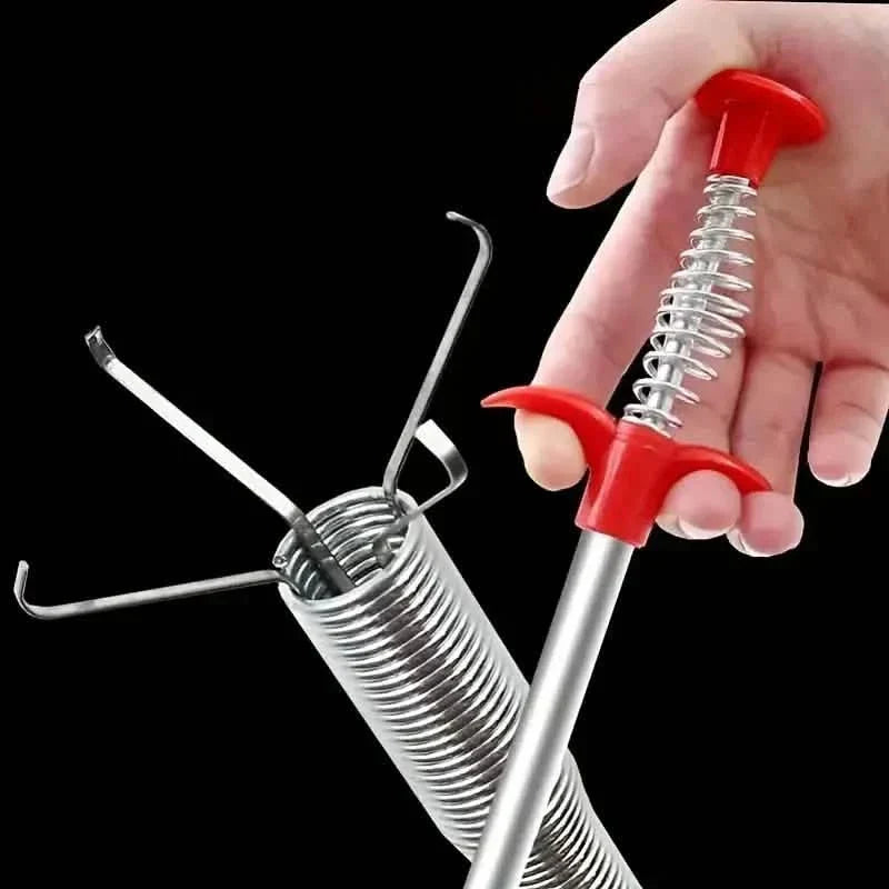 BowLift | 4-Claw Pipe Cleaner, Spring Installation Tool for Kitchen and Bathroom, Hair and Dirt Catcher