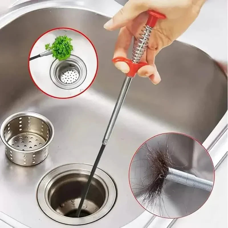 BowLift | 4-Claw Pipe Cleaner, Spring Installation Tool for Kitchen and Bathroom, Hair and Dirt Catcher
