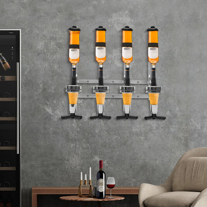 4 Head Silver Wine Rack Wall Mounted Bottle Bracket Bar Accessories | Bowlift