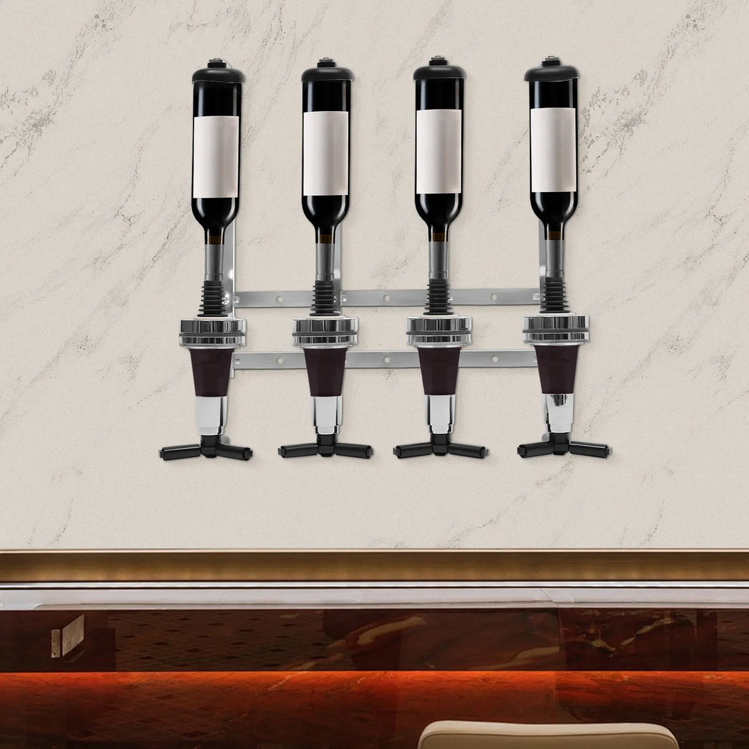 4 Head Silver Wine Rack Wall Mounted Bottle Bracket Bar Accessories | Bowlift