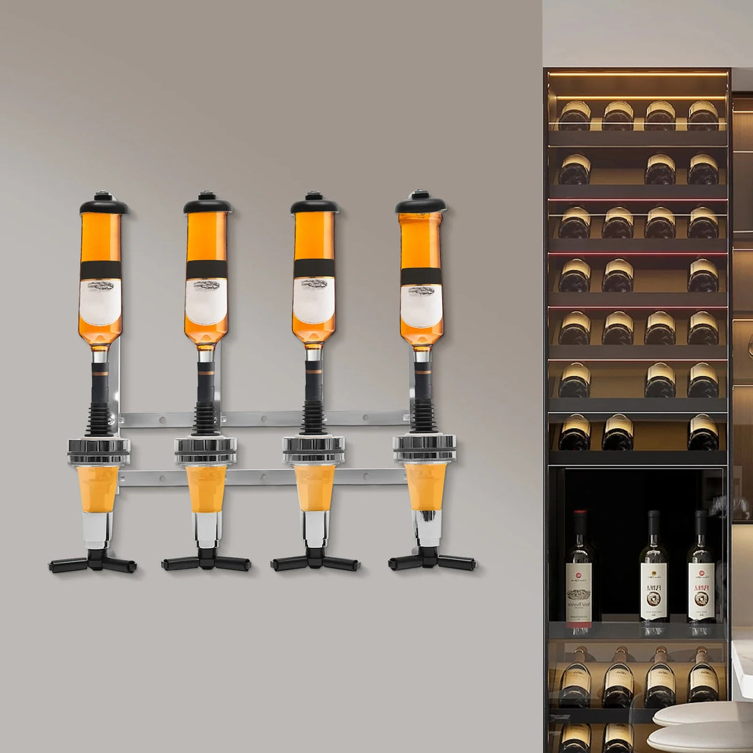 4 Head Silver Wine Rack Wall Mounted Bottle Bracket Bar Accessories | Bowlift