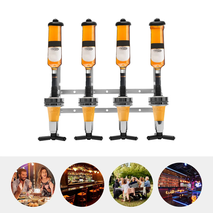 4 Head Silver Wine Rack Wall Mounted Bottle Bracket Bar Accessories | Bowlift