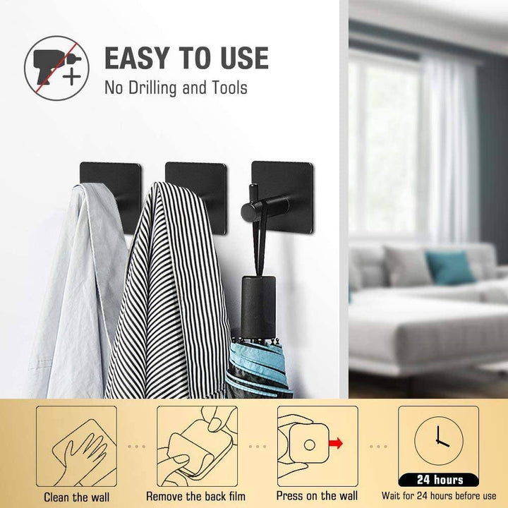 BowLift | 4-Pack: Heavy Duty Durable 304 Stainless Steel Wall Hooks