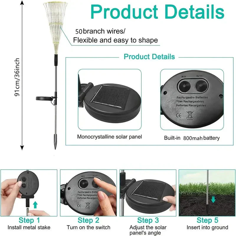 BowLift | 4-Pack: Solar Lights Outdoor, Warm White Garden Lights