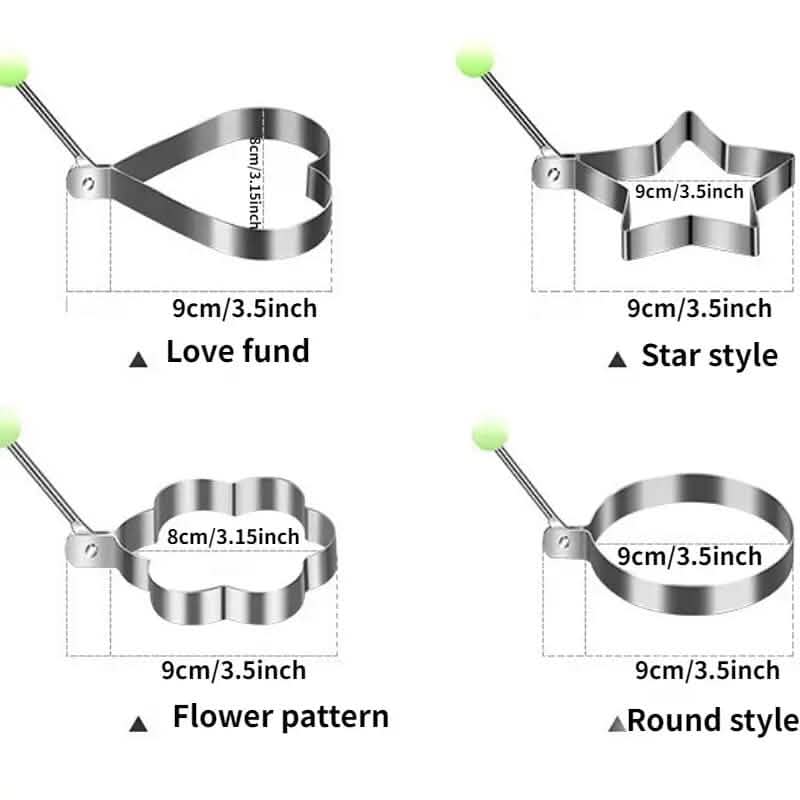 BowLift | 4-piece set: stainless steel creative egg ring molds