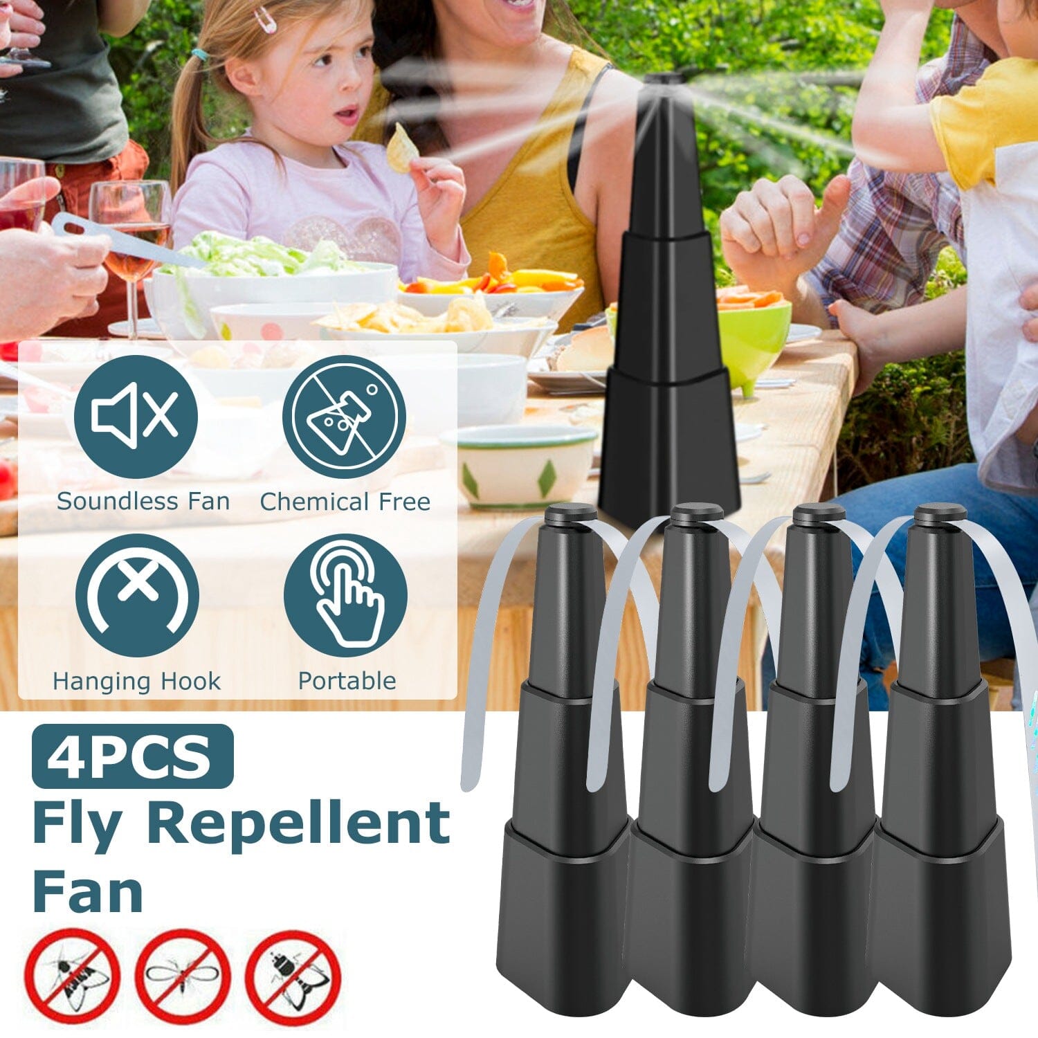 BowLift | 4-Piece: Fly Repellent Fan Table Battery Operated Insect Repellent
