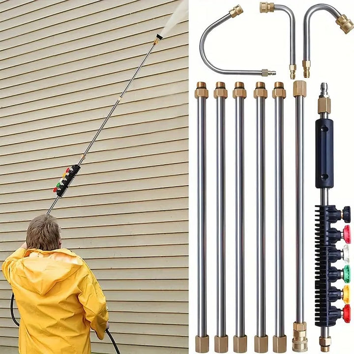 BowLift | Telescoping High Pressure Washer Wand Set | 4000 PSI, 7 Nozzle Tips & Ideal for Gutter, Roof, and Hard-to-Reach Cleaning