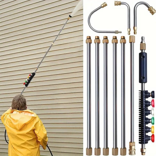BowLift | Telescoping High Pressure Washer Wand Set | 4000 PSI, 7 Nozzle Tips & Ideal for Gutter, Roof, and Hard-to-Reach Cleaning