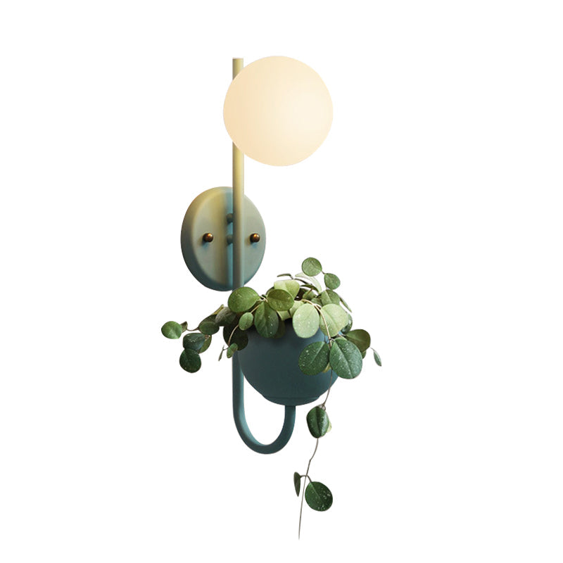 BowLift | 1 Light Ball Wall Lamp Industrial Yellow/Blue/Green Metal LED Plant Wall Mount Lighting for Restaurant