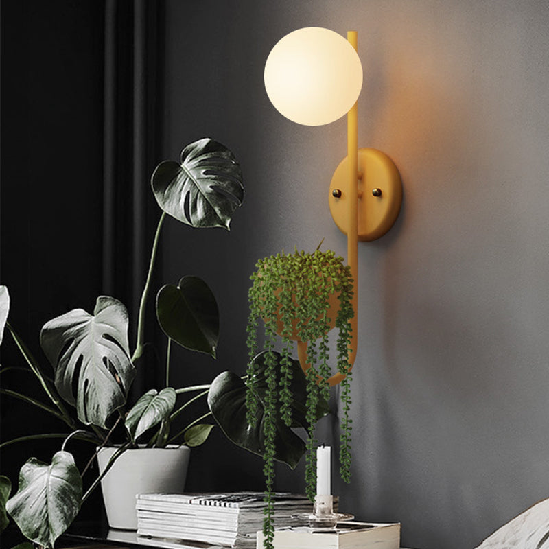 BowLift | 1 Light Ball Wall Lamp Industrial Yellow/Blue/Green Metal LED Plant Wall Mount Lighting for Restaurant