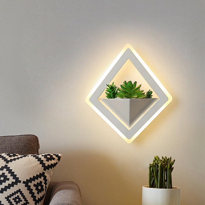 BowLift | Acrylic White Wall Lamp Round/Rectangular/Diamond LED Industrial Plant Wall Lighting Fixture in Warm/White Light