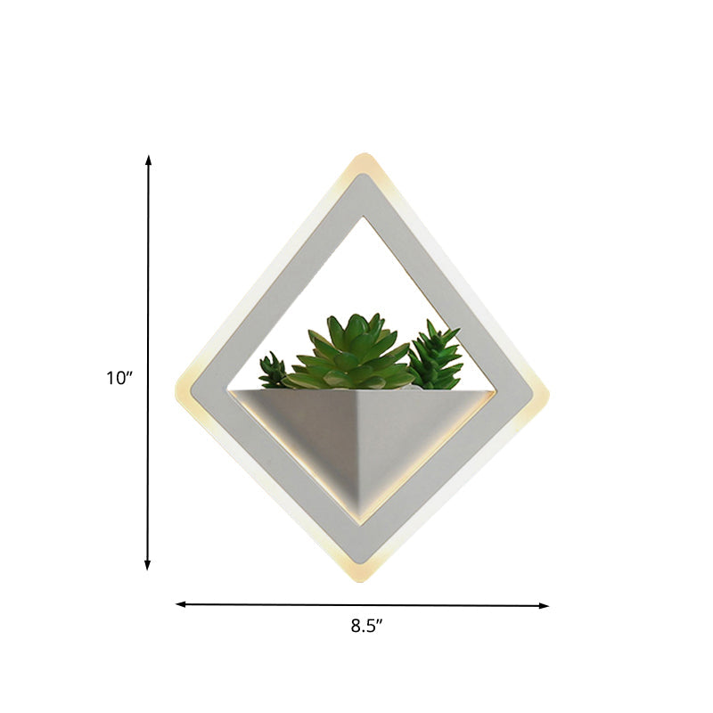 BowLift | Acrylic White Wall Lamp Round/Rectangular/Diamond LED Industrial Plant Wall Lighting Fixture in Warm/White Light