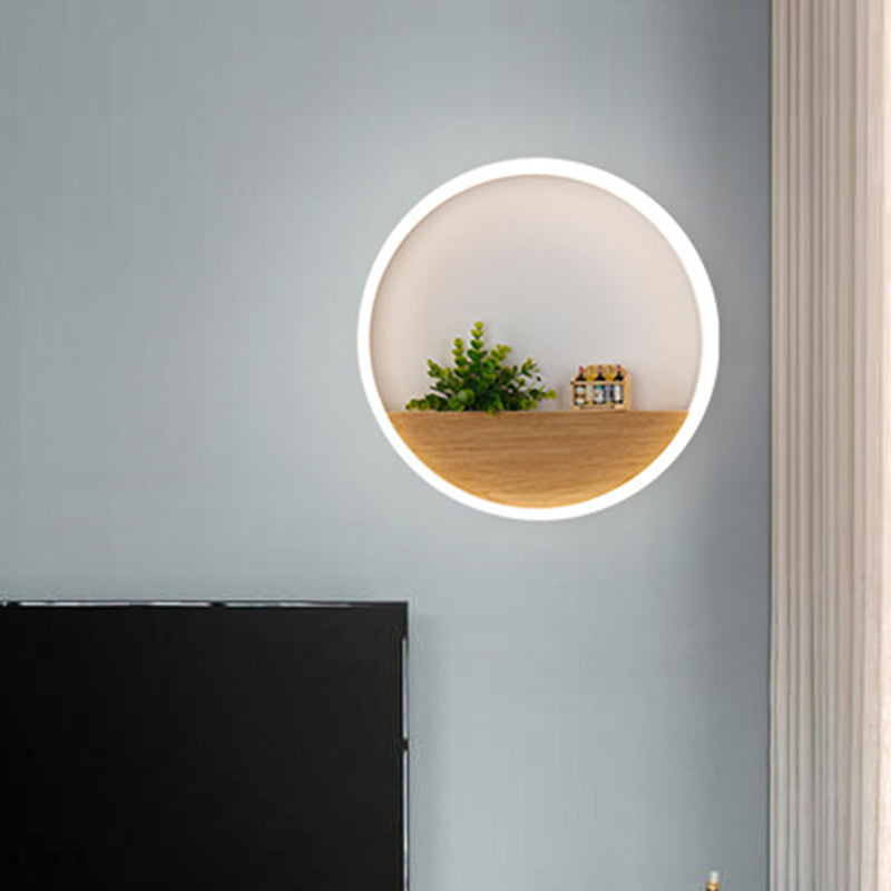 BowLift | LED Acrylic Wall Light Simple White Round Living Room Plants Wall Mount Light, 8"/12"/16" Diameter