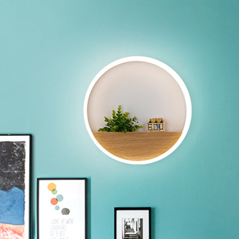 BowLift | LED Acrylic Wall Light Simple White Round Living Room Plants Wall Mount Light, 8"/12"/16" Diameter