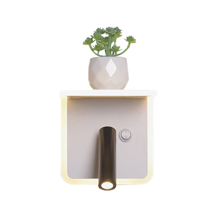 BowLift | White LED wall light Minimalism Acrylic Round/Rectangle Wall Outdoor Light with Plant Decoration in Warm/White Light