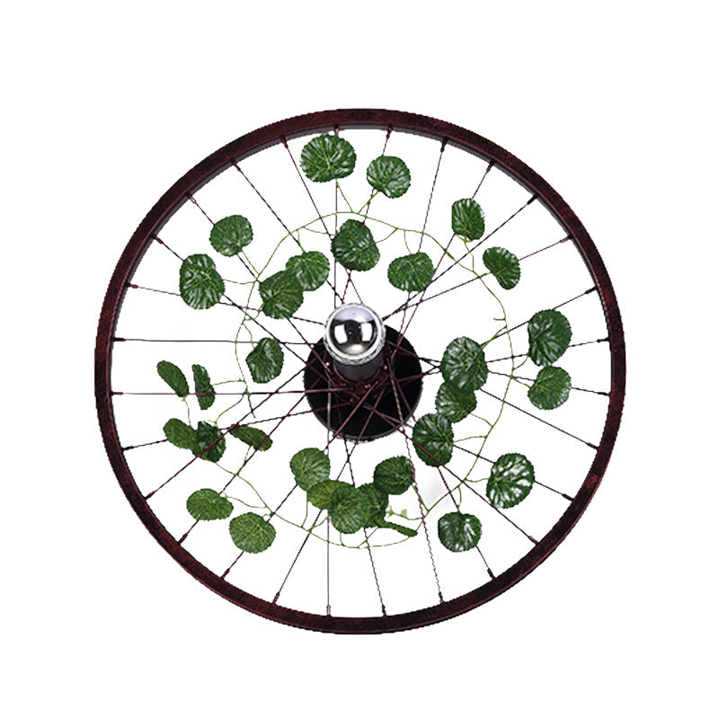 BowLift | Rust Wheel Wall Light Industrial Metal 1 Bulb Restaurant LED Plants Wall Mount Lamp, 12.5"/18"/21.5" Diameter