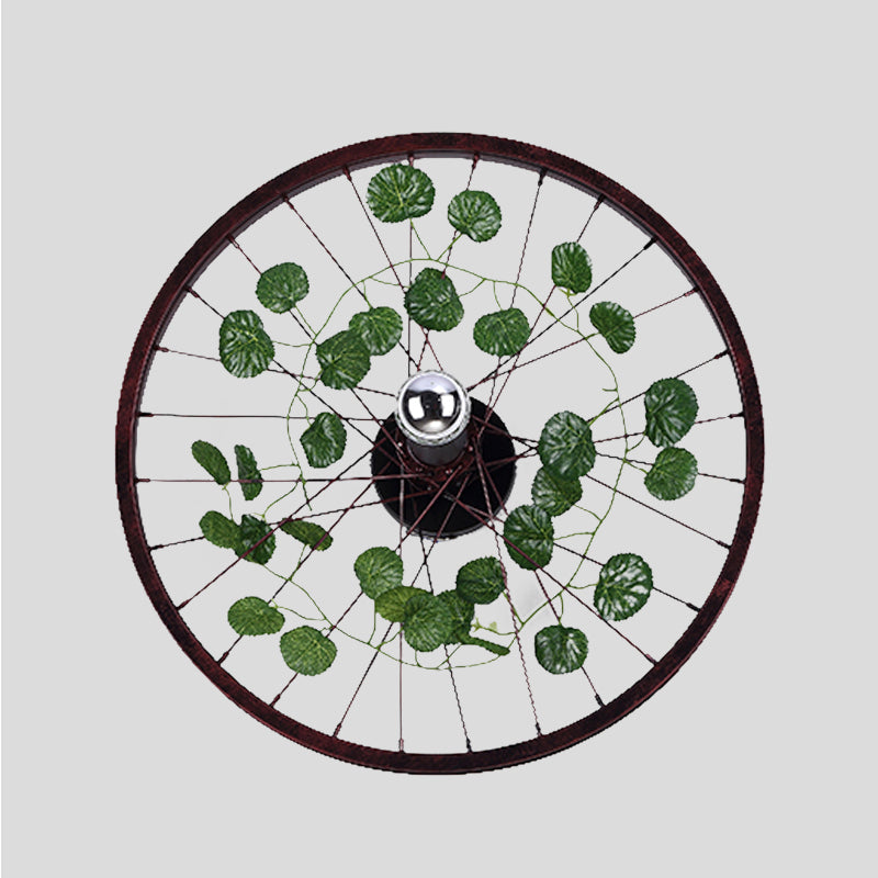 BowLift | Rust Wheel Wall Light Industrial Metal 1 Bulb Restaurant LED Plants Wall Mount Lamp, 12.5"/18"/21.5" Diameter