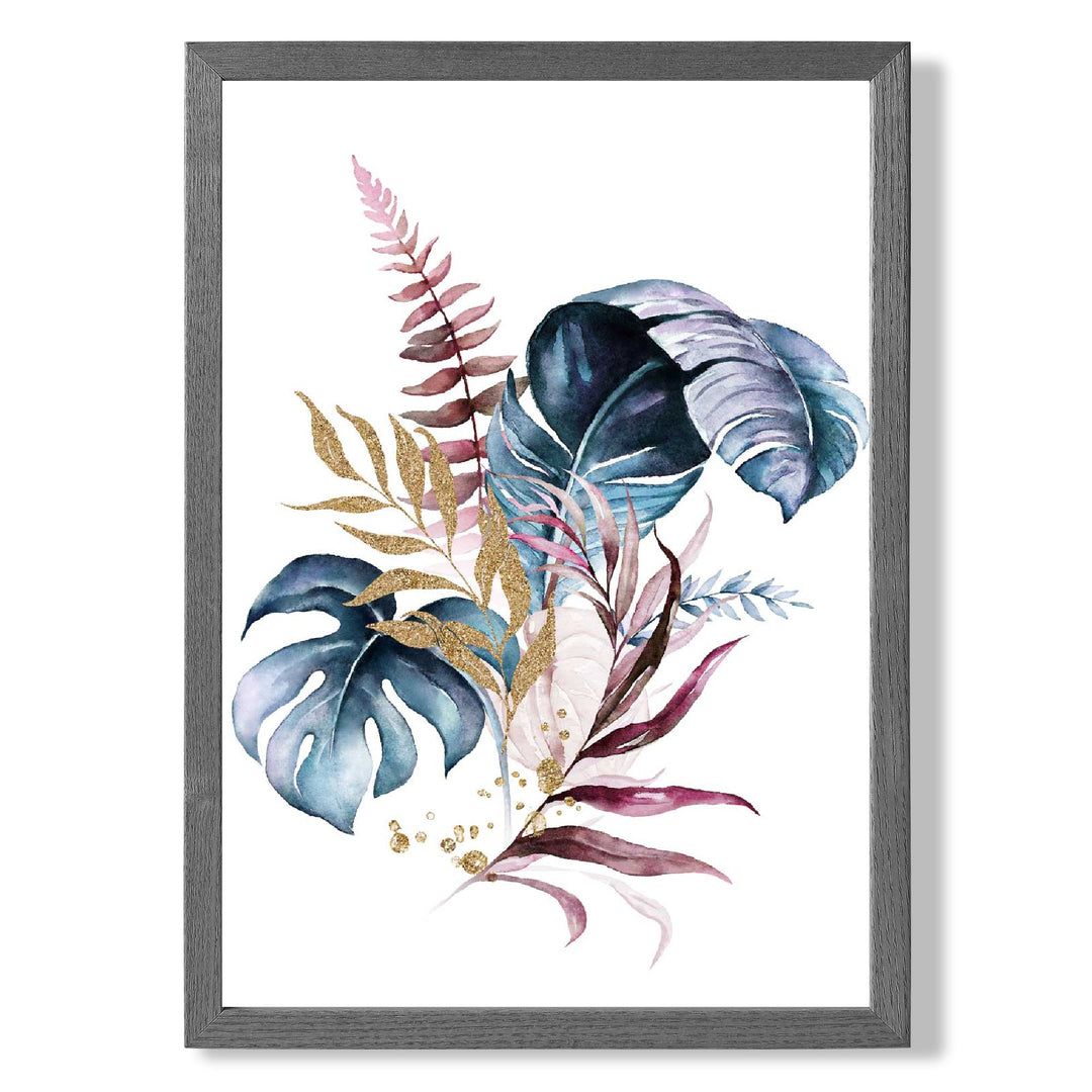Botanical pink and blue leaves No. 1 framed print | Bowlift