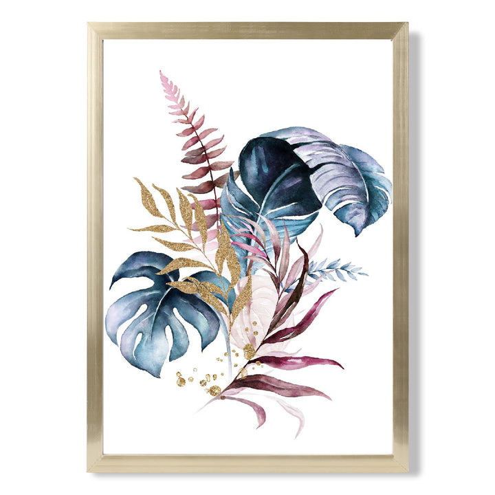 Botanical pink and blue leaves No. 1 framed print | Bowlift