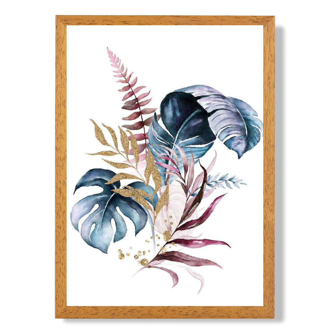 Botanical pink and blue leaves No. 1 framed print | Bowlift