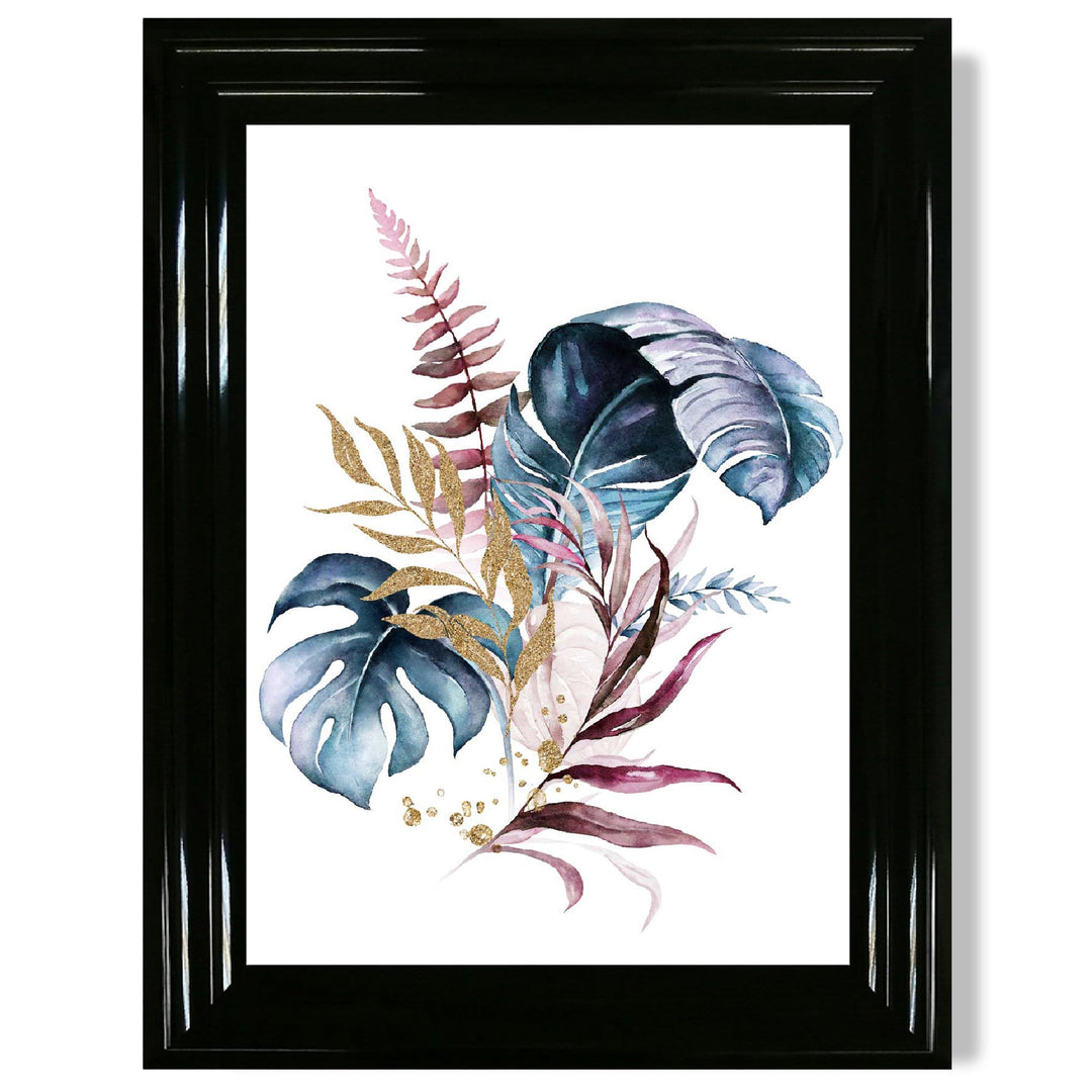 Botanical pink and blue leaves No. 1 framed print | Bowlift
