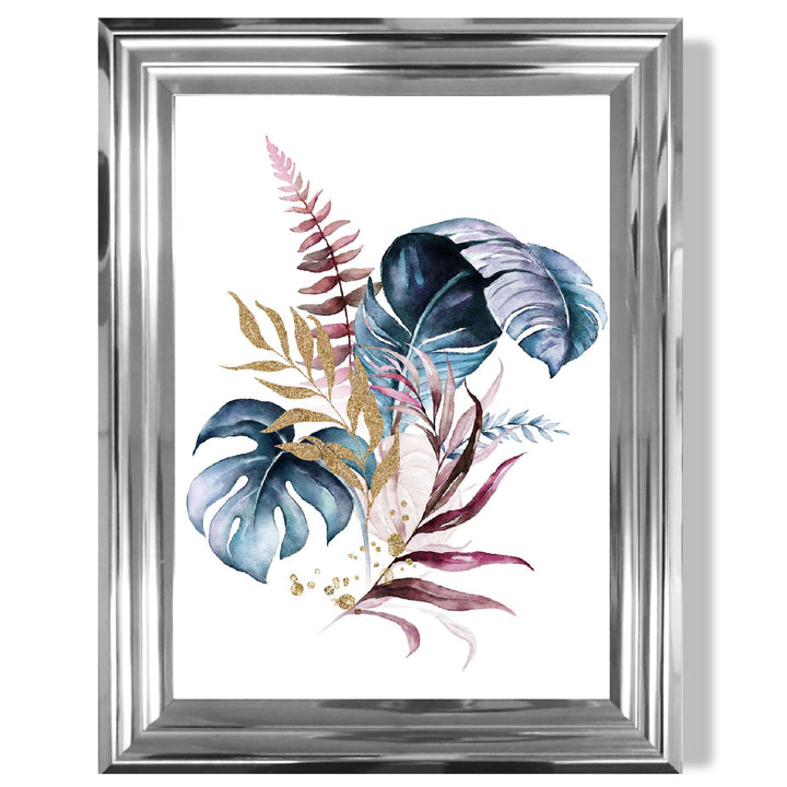 Botanical pink and blue leaves No. 1 framed print | Bowlift
