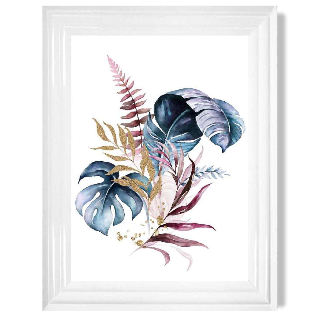 Botanical pink and blue leaves No. 1 framed print | Bowlift